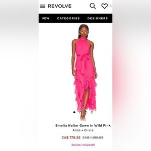 Alice & Olivia Emelia Halter Gown